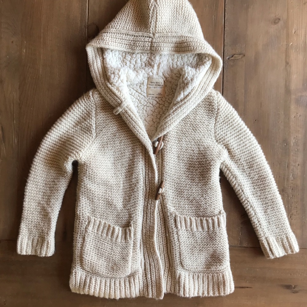 Zara knit jacket ivory 5/6 girls